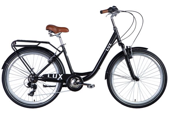 Велосипед сталь 26 Dorozhnik LUX AM Vbr трещотка рама-17" чорний (матовий) з багажником задн St з крылом St 2024