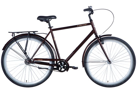 Велосипед сталь 28 Dorozhnik COMFORT MALE Velosteel frame-22 коричневий з багажником задн St з крылом St 2024