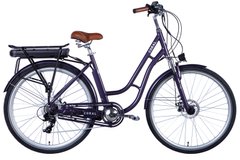 Велосипед з електроприводом 28" алюміній Dorozhnik eCORAL DD рама-19" 36B 12.5А*г з кріпл. до багажн. 500Вт задн. сливовий з крылом St 2024