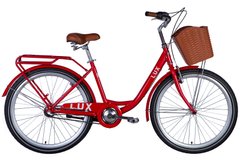Велосипед сталь 26 Dorozhnik LUX планет рама-17" червоний з багажником задн St з корзиною Pl з крылом St 2024