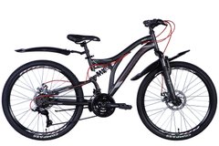 Велосипед сталь 24 Discovery ROCKET AM DD рама-15" чорно-червоний (матовий) з крилом Pl 2024