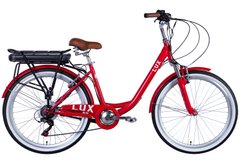 Велосипед з електроприводом 26" сталь Dorozhnik eLUX AM рама-17" 36B 12.5А*г з кріпл. до багажн. 500Вт задн. червоний з крылом St 2024