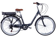 Велосипед з електроприводом 26" сталь Dorozhnik eLUX AM рама-17" 36B 12.5А*г з кріпл. до багажн. 500Вт задн. темно-сiрий з крылом St 2024