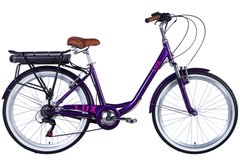 Велосипед з електроприводом 26" сталь Dorozhnik eLUX AM рама-17" 36B 12.5А*г з кріпл. до багажн. 500Вт задн. сливовий з крылом St 2024