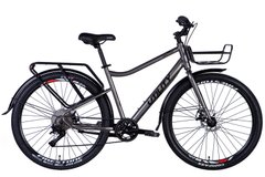Велосипед сталь 27.5 Dorozhnik UTILITY под кассету рама-18,5" мокрий асфальт з багажником задн St з корзиною St з крилом Pl 2024