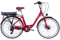 Велосипед з електроприводом 26" алюміній Dorozhnik eRUBY AM рама-17" 36B 12.5А*г з кріпл. до багажн. 500Вт задній червоний з крылом St с фонарем 2024