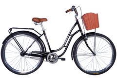 Велосипед сталь 28 Dorozhnik OBSIDIAN гальмівна рама-19,5" чорний з багажником задн St без корзини з крылом St 2024
