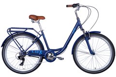 Велосипед сталь 26 Dorozhnik LUX AM Vbr трещотка рама-17" синій з блакитним (матовий) з багажником задн St з крылом St 2024