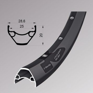 Обід Remerx E-ROCKY RX 3025, 29, 622x25, 36 отв, FV, пістонований, чорний анод., E-Bike, безкам.