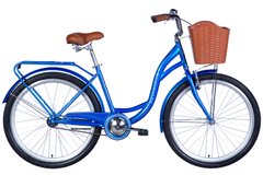 Велосипед сталь 26 Dorozhnik AQUAMARINE гальмівна рама-17" синій з багажником задн St з корзиною Pl з крылом St 2024