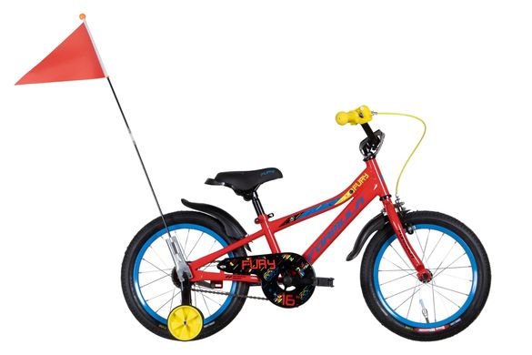Велосипед ST 16" Formula FURY рама-8,5" червоний з жовтим та синім з крилом Pl 2022