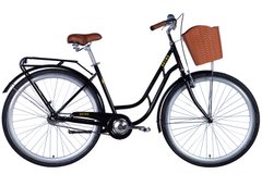 Велосипед сталь 28 Dorozhnik RETRO Velosteel рама-19" чорний з багажником задн St з корзиною Pl з крылом St 2024