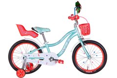 Велосипед сталь 18 Formula ALICIA гальмівна рама-9" бірюзовий з багажником для ляльок з корзиною Pl з крылом St 2024