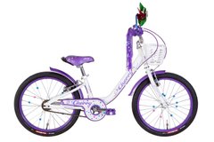 Велосипед сталь 20 Formula CHERRY под трещотку рама-10" білий з бузковим з корзиною Pl з крылом St 2024