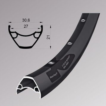 Обід Remerx ROCKY PLUS RX 3027, 29, 622x27, 36 отв, FV, пістонований, чорний анод., E-Bike, безкам.