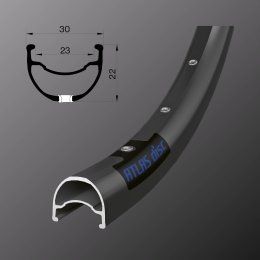 Обід Remerx ATLAS DISC, 26'', 559x23, 32 отв., AV, пістонований, чорний анодований, E-Bike