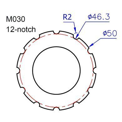 Ключ Ice Toolz M030 съёмник д/каретки Praxis &reg; Works &reg; M30 (12-пазов 48-50mm)