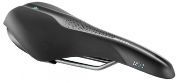 Сідло Selle Royal SCIENTIA M1 Moderate, 3D skingel, оббивка Black gummy/Black mokka, 289х141мм, 425г, рейли сталь + Curva suspension, unisex, чорне