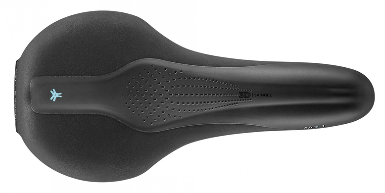 Сідло Selle Royal SCIENTIA M1 Moderate, 3D skingel, оббивка Black gummy/Black mokka, 289х141мм, 425г, рейли сталь + Curva suspension, unisex, чорне