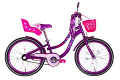 Велосипед сталь 20 Formula FLOWER PREMIUM гальмівна рама-10" фіолетовий з багажником для ляльок з корзиною Pl з крылом St 2024