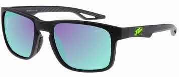 Очки Relax Baltra черные прорезиненные, линза smoke (Polarized TAC 1,1mm), green revo, кат. 3
