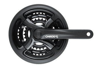 Комплект шатунів ONRIDE Trio 840P, квадрат, 175 мм, 48-38-28Т, 8/7/6 шв., чорний (конверт)