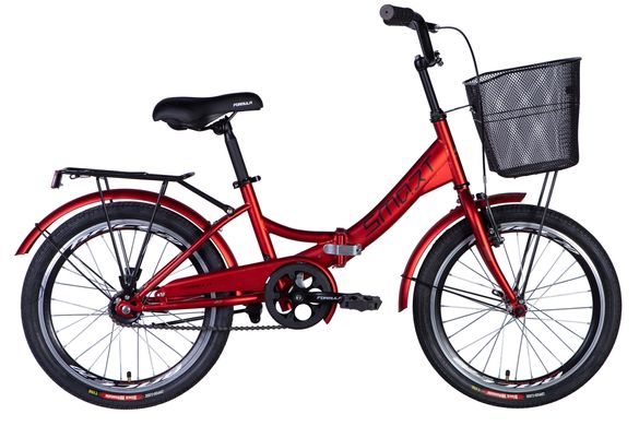 Велосипед сталь 20 Formula SMART Vbr рама-13" червоний (матовий) з багажником задн St з корзиною Pl з крылом St 2024