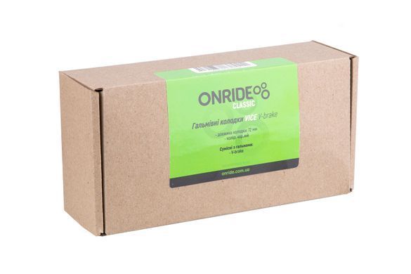 Тормозные колодки ONRIDE Vice, V-brake 72 мм, черные (полибег), 20 пар, ОЭМ