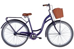 Велосипед сталь 28 Dorozhnik AQUAMARINE гальмівна рама-19" бордовий з багажником задн St без корзини з крылом St 2024